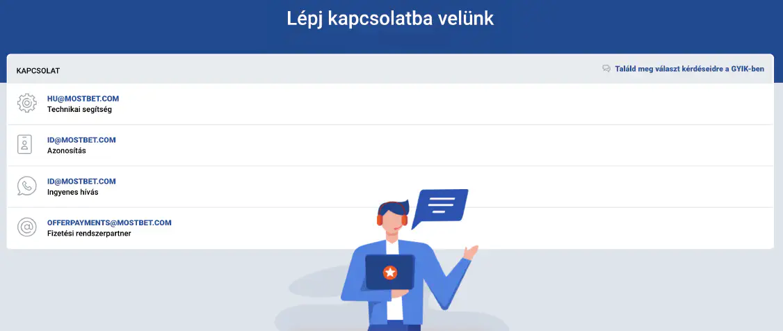 Ügyfélszolgálat Mostbet